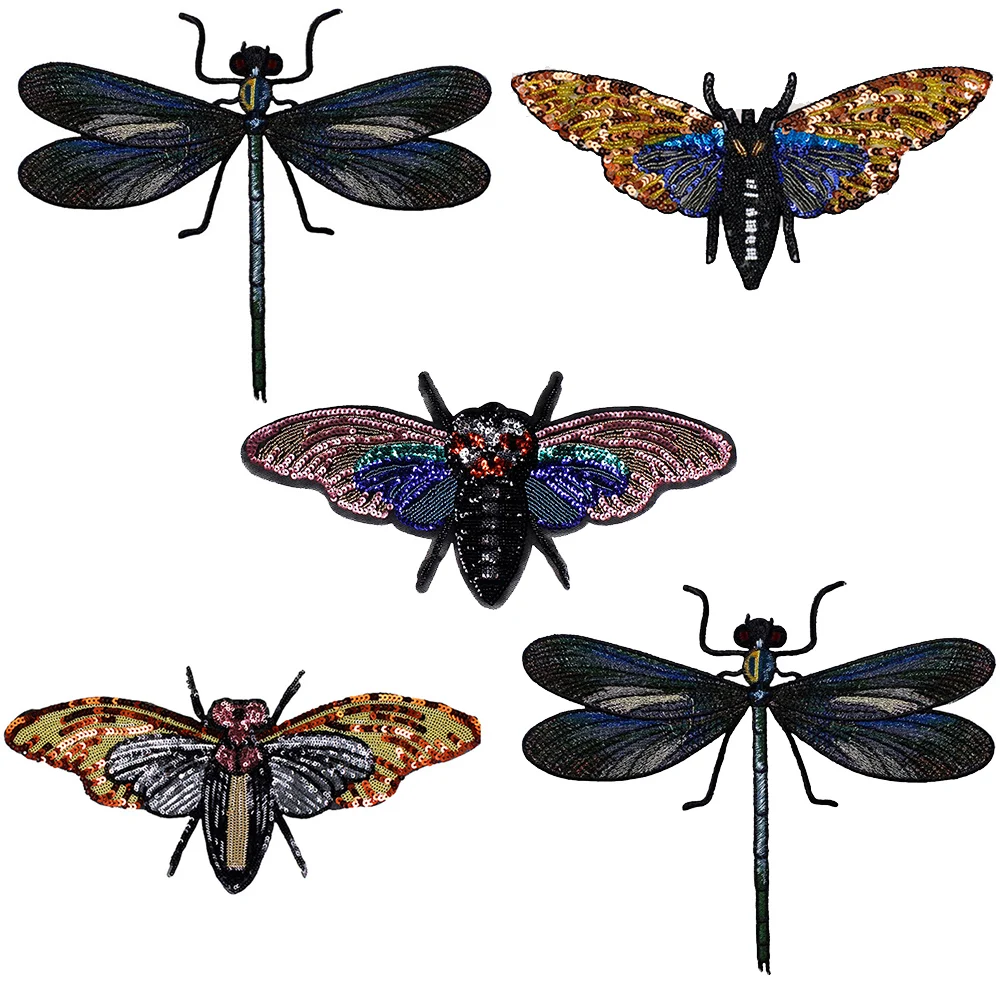 1 шт. разноцветная блестящая стрекоза|bee patch|sequined motifssequin applique |