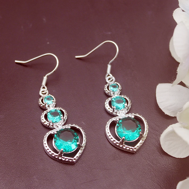 Hermosa Горячая продажа Sunshine GreenTopaz серебряные серьги для женщин модные ювелирные