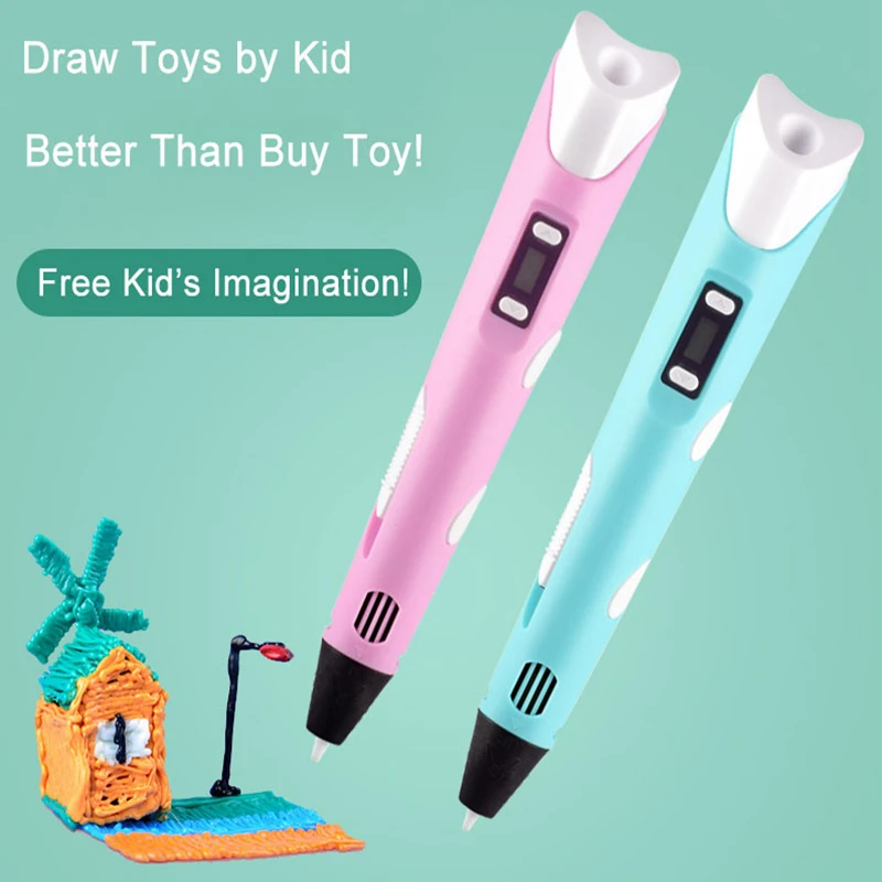 

for Children Kids Christmas Birthdy Gift 3D Pen 3D DIY Drawing Pen With LCD Screen Compatible PLA Filament Toys Safe 3D Penb