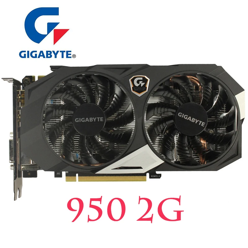 100% GIGABYTE GTX950 2 Гб видеокарты 128Bit GDDR5 для nVIDIA VGA карты Geforce GTX 950 750 1050 б/у|Видеокарты| |