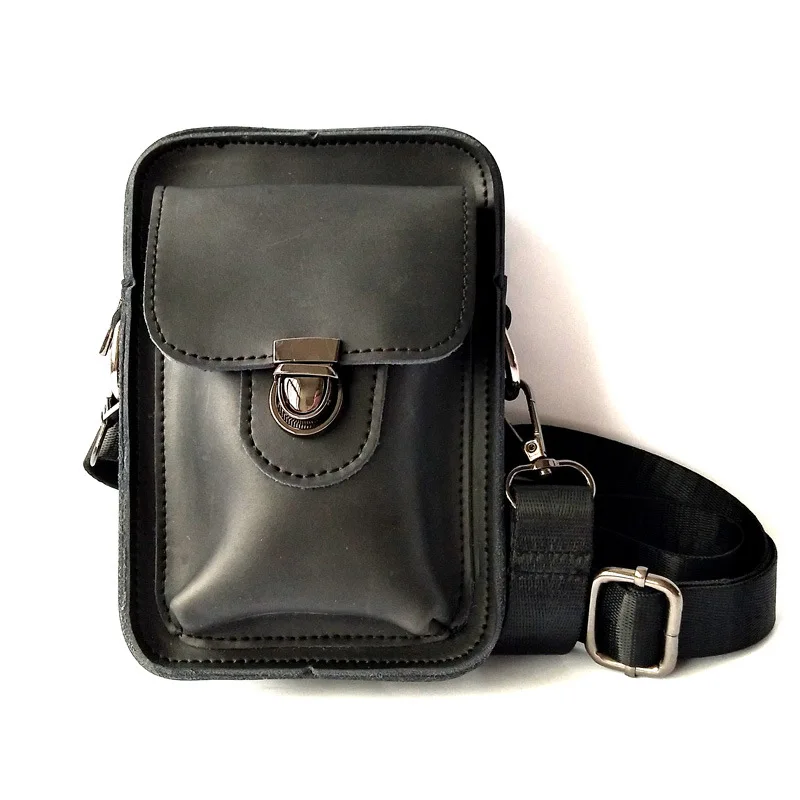 

Men New Fashion Genuine Leather Retro Crazy Horse Shoulder Bag Phone Bag Waist Bag Crossbody Bag Concise Casual Bag
