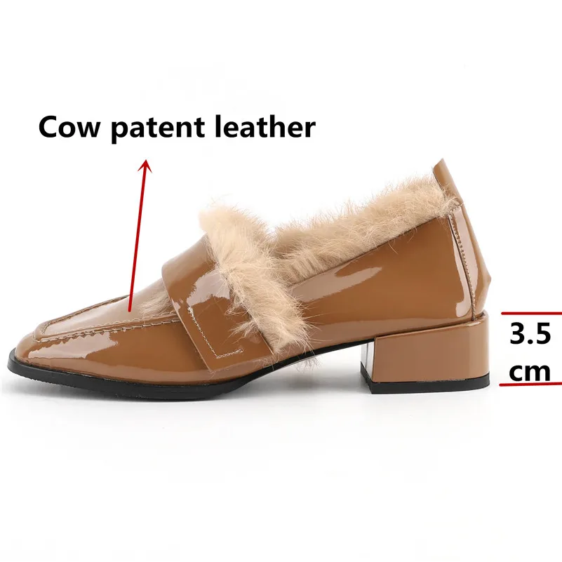 FEDONAS/Новинка 2021 года Теплые плюшевые женские туфли-лодочки Брендовая