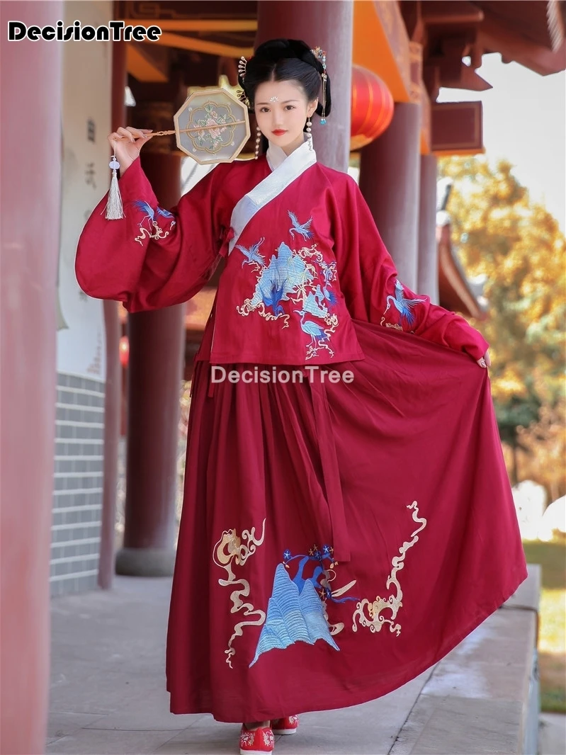 

2021 chinese traditioanl hanfu woman elegant fairy folk dance costume oriental stage performance retro dresses oriental dress