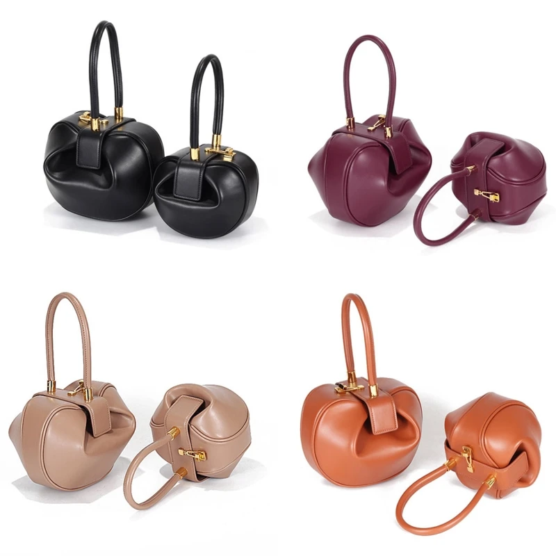 Women Fashion Split Leather Clutch Handbags Evening Wrist Bags Top Handle Bag