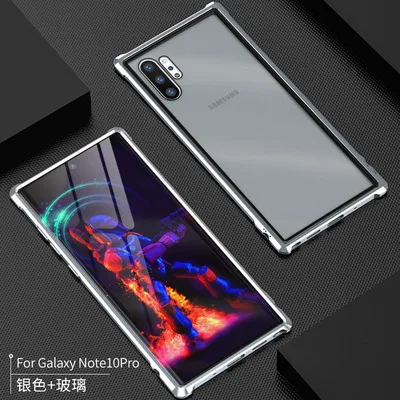 silver note10plus Note10plus, Высококачественная ультратонкая металлическая рамка, закаленное стекло, зеркальная оболочка для samsung galaxy note 10 plus, чехол, крышка, note10+ note10 - Цвет: silver note10plus
