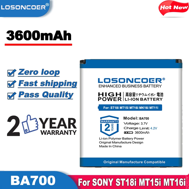 Аккумулятор LOSONCOER 3600 мАч BA700 для SONY ST18i MT15i MT16i MK16i MT11i ST21i ST23i Pro MT27i MT28i SO-03C | Мобильные