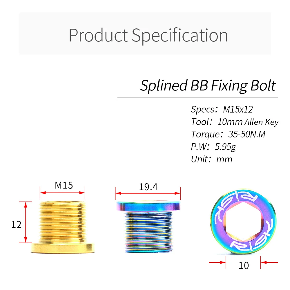 RISK M15x12 MTB Bike Chain Wheel Octalink Linking Screw Bicycle Splined BB Bottom Bracket Fixing Bolt Crank Arm Dust Cover | Спорт и