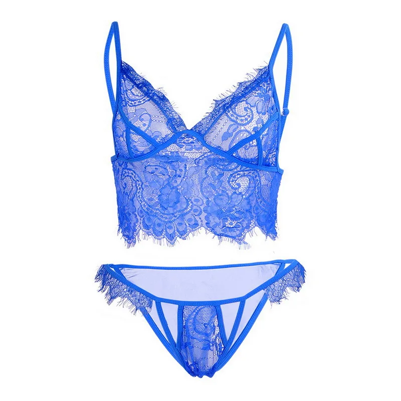 Лидер продаж женские пижамы с тремя точками комплекты кружевного нижнего белья