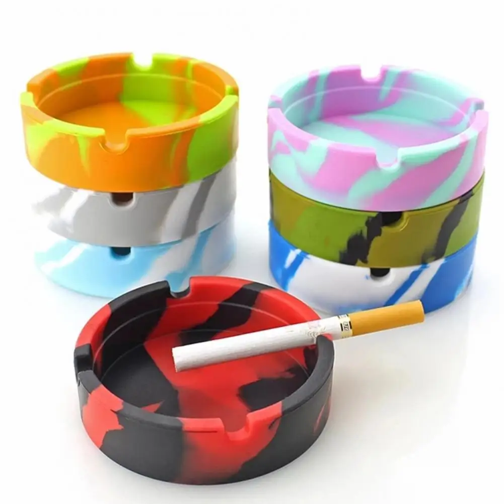 

Portable Round Silicone Home Ashtray Camouflage Color Ash Holder Home Ashtray
