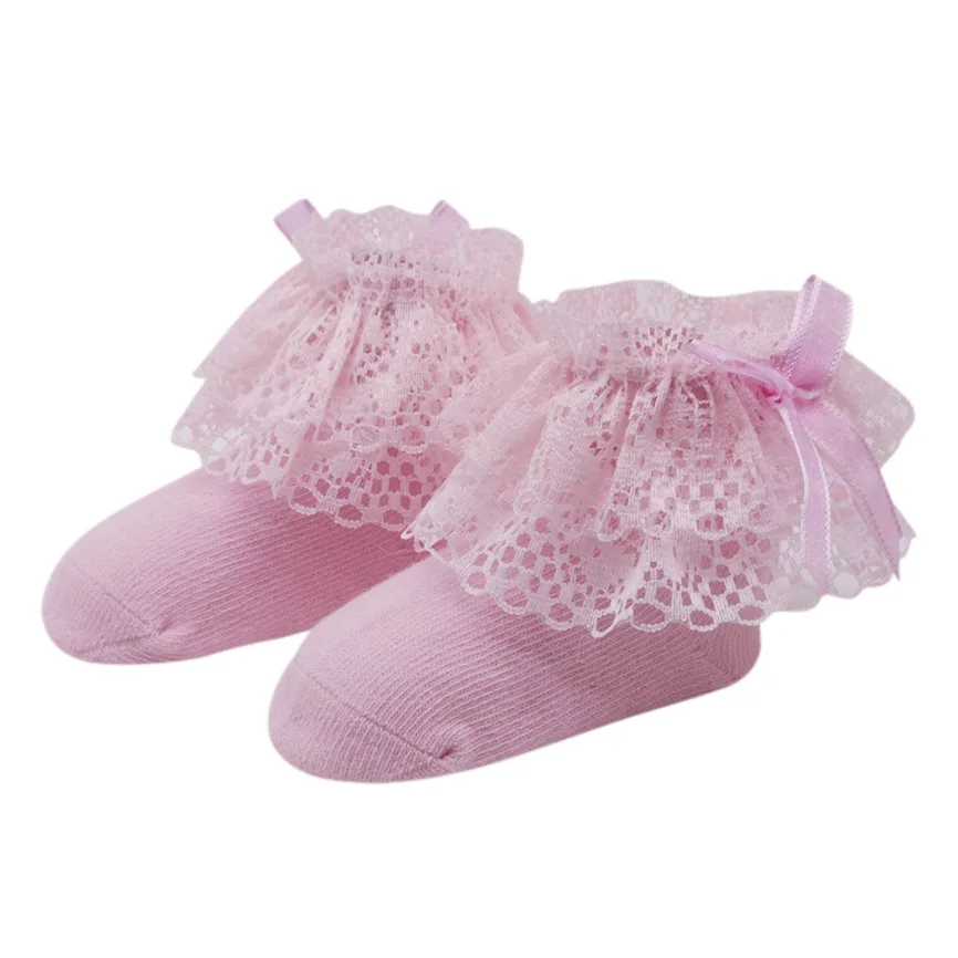 Носки для маленьких девочек модные удобные милые хлопковые носки с кружевом