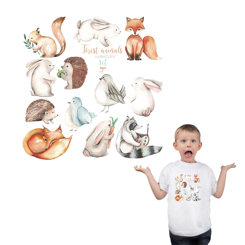 Лесные нашивки в виде животных набор милые виниловые наклейки с лисой кроликом