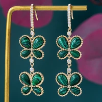 soramoore trendy shiny bloom opal stone earrings trendy cubic zircon indian earrings for women wedding engagement jewelry gift