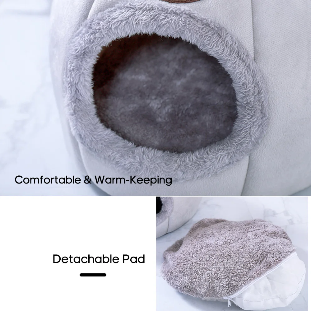 Зимняя теплая кровать для домашних животных мягкое удобное гнездо полузакрытый