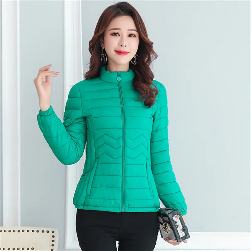 Зимняя женская верхняя одежда новая модная короткая тонкая однотонная хлопковая