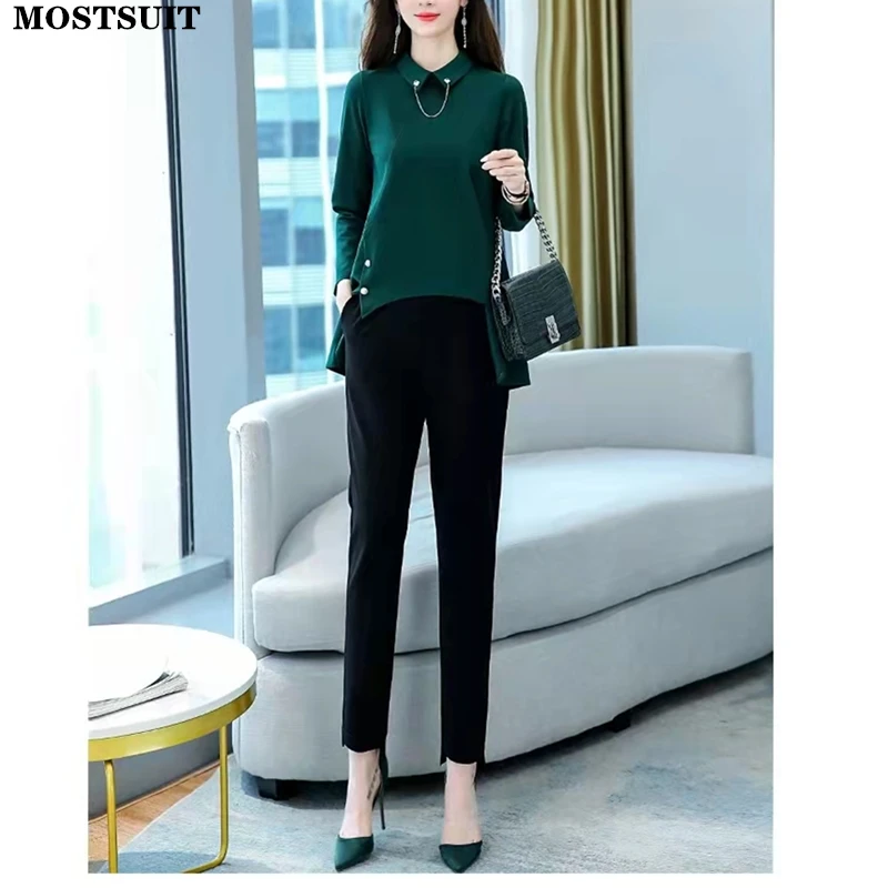 

Женский офисный брючный костюм, асимметричный комплект из двух предметов, весна-осень 2022