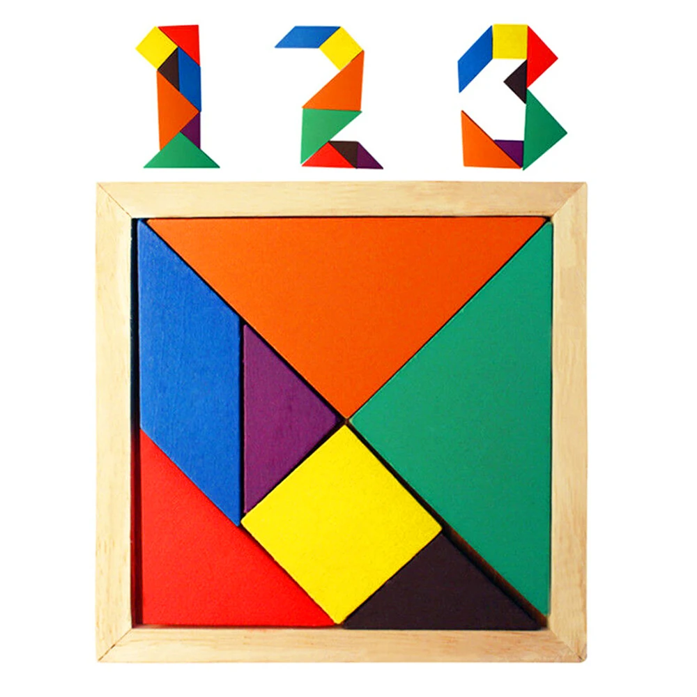 Jigsaw Puzzle Board Set Wooden Geometric Shapes Colorful Baby Montessori Educational Game Toys For Children Learning Developing