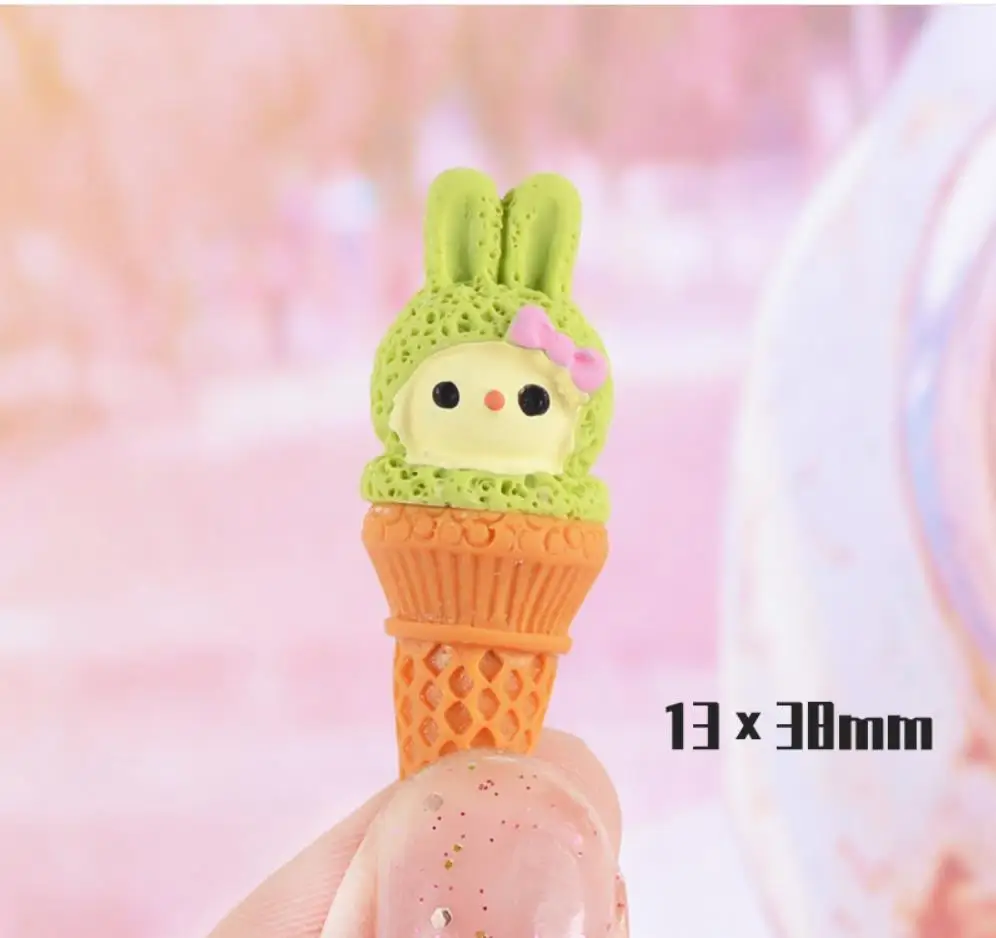 

Resin Cute Ice Cream Simulation Food Charms Pendant DIY Scrapbooking Decor For Hair Bow Centers Earring Keychain Accessories