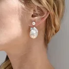 Модные ювелирные изделия, серьги-гвоздики в стиле барокко, независимые дизайнерские стильные серебряные серьги-гвоздики с жемчугом