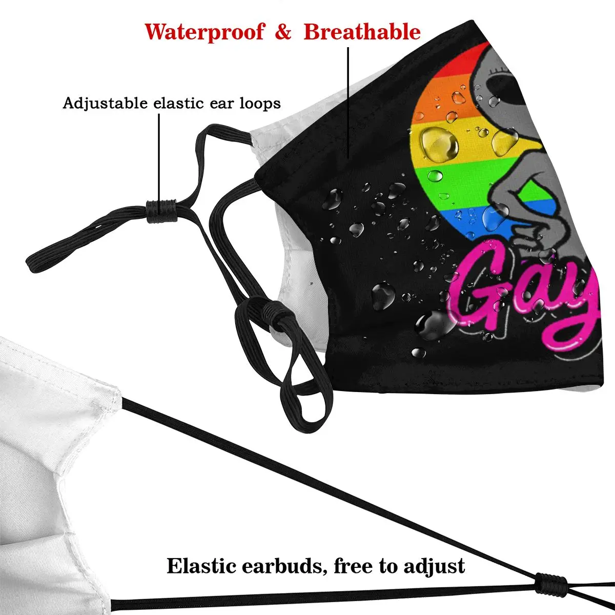 

Dust Mask Gaylien Lgbt Gay Pride Alien Mouth Face Respirator for Adult Kids Washable Anti Pollution Filter