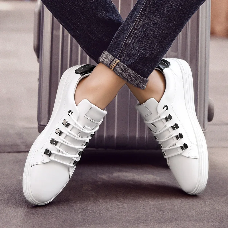 Мужская повседневная обувь из искусственной кожи модная для отдыха на плоской