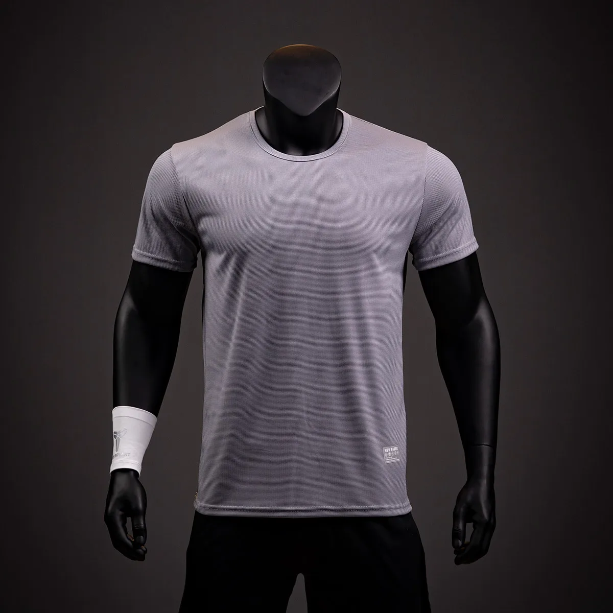 

New Mens Sports T-shirt Reflective Strip Quick-drying Neck Short Sleeve Pure Color Fitness Running Gym Breathable Clothing