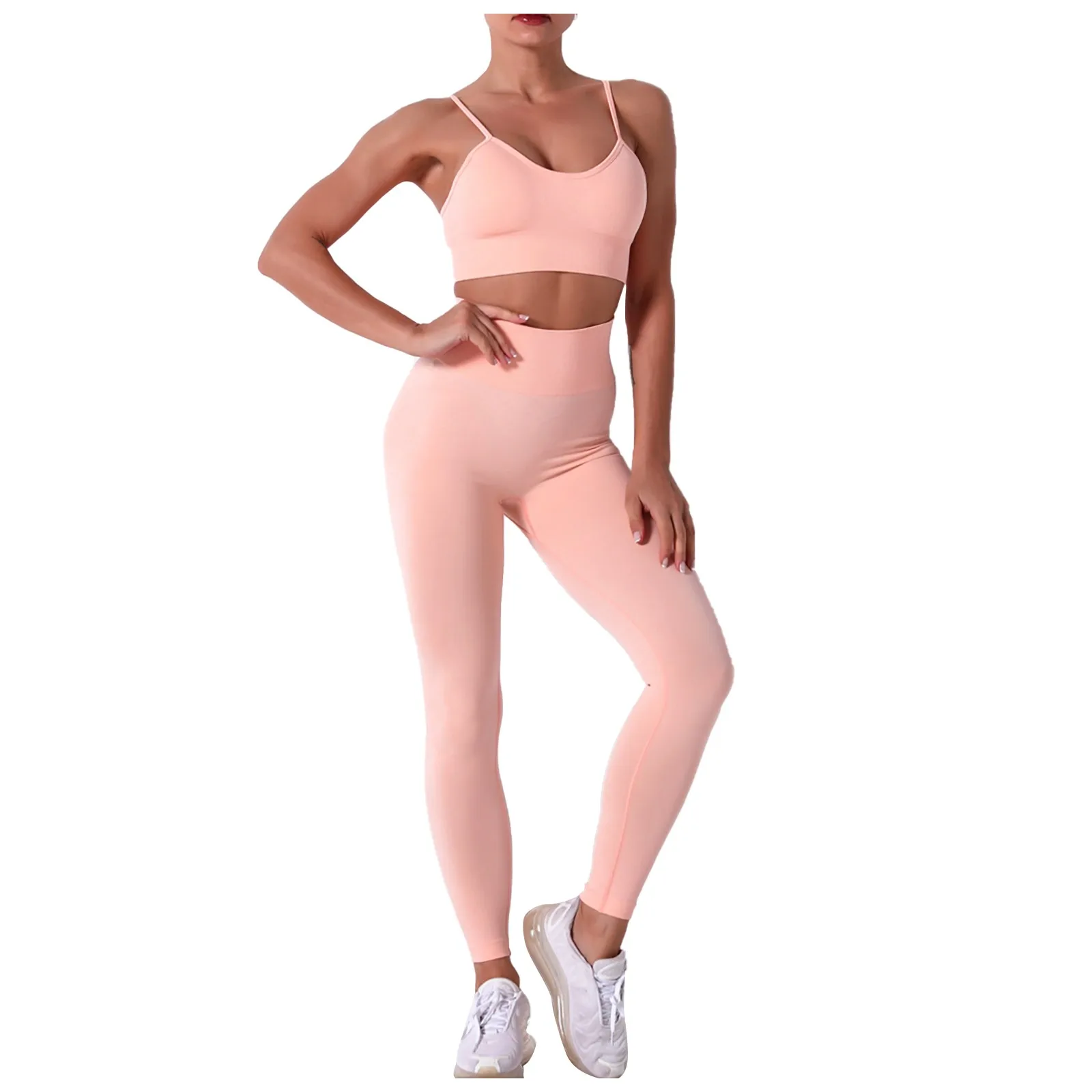 

Women's Seamless Knitting High Waist Tight Fitting Hip Lift Motion Shorts Top Female Running Suit Fitness Yoga Leggings Set