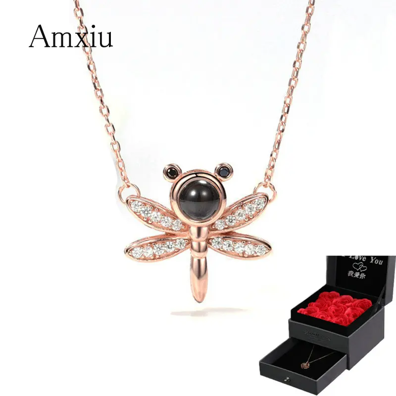 Amxiu 925 Silver Choker Necklace 100 languages I love you Pr