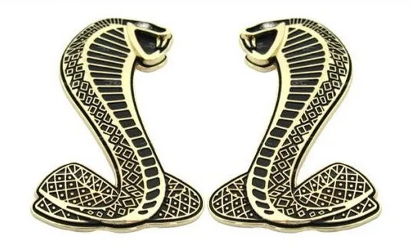

1X 3D Metal Snake Cobra Car Emblem Tail Badge Sticker Auto Rear Trunk Side sticker gold silver For Ford Mustang