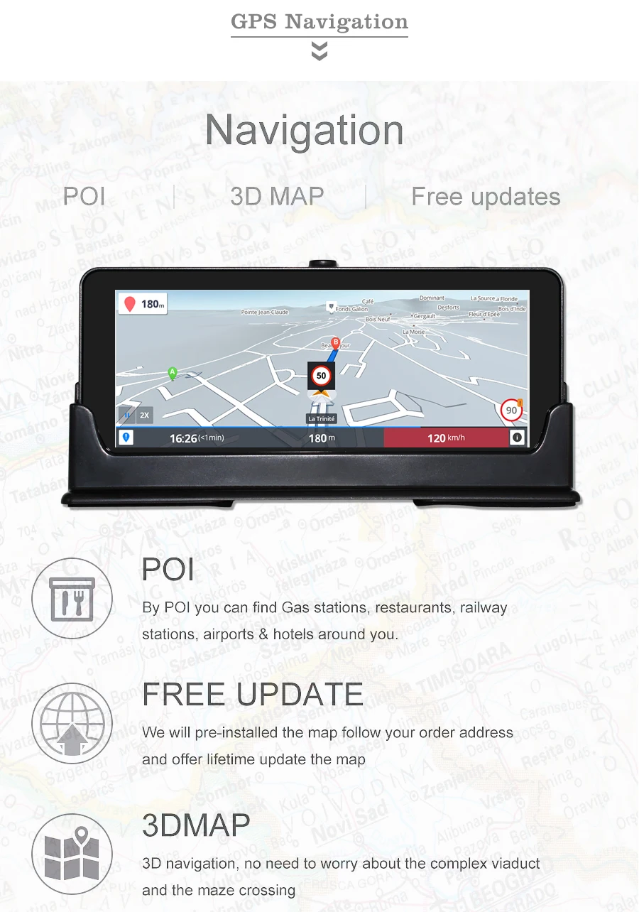 Anfilite 4G Автомобильный gps навигатор 6,86 дюймов Android 5,1 Bluetooth rom 16 Гб ram 1 Гб HD 1080P Автомобильный видеорегистратор с двумя объективами камера навигатор