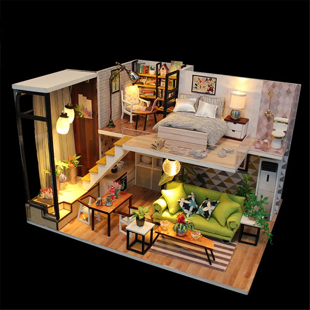 

3D Wooden DIY Miniature Dollhouse Nordic Time Decorate Creative Crafts Gift 10ML Kids Play house toys juguetes