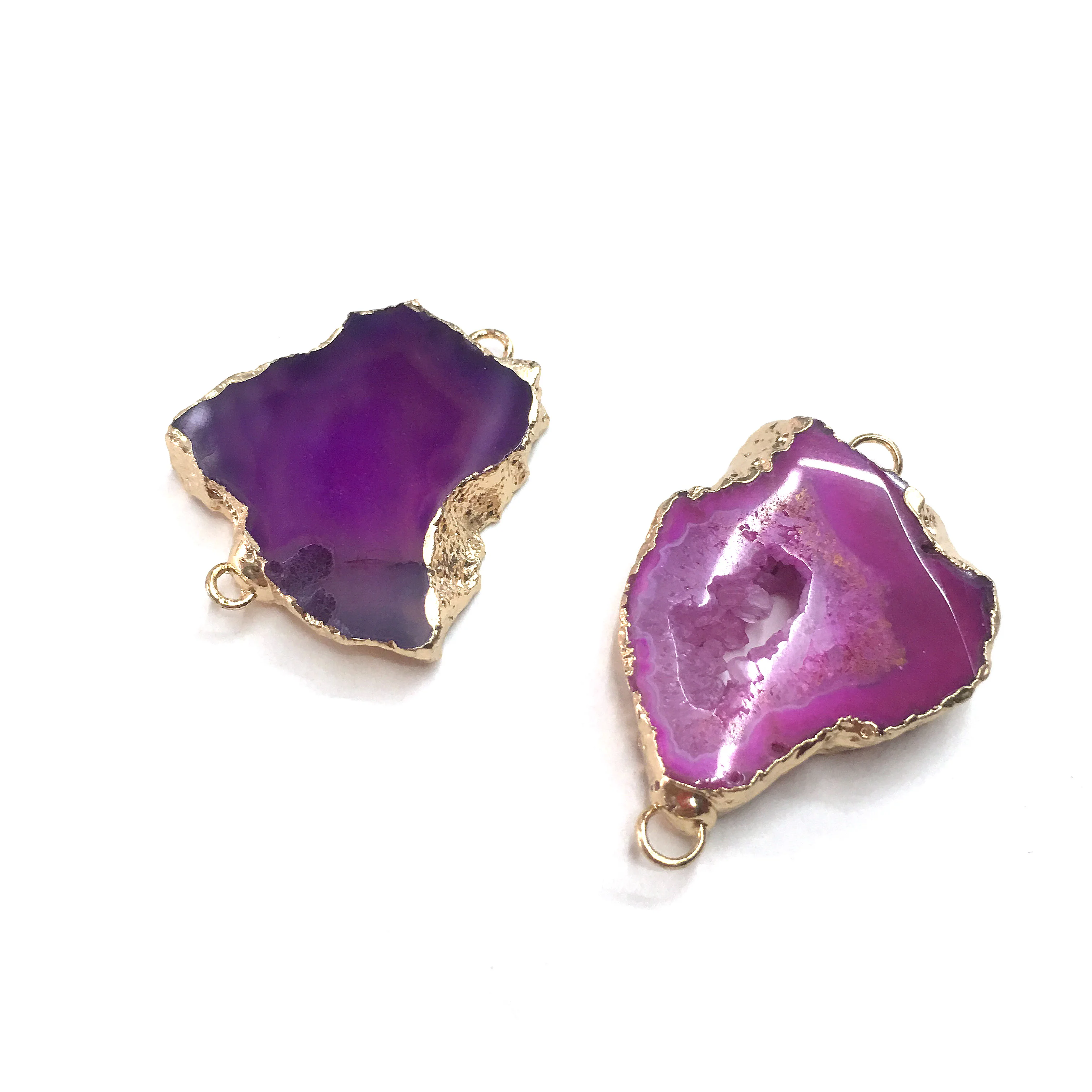 Натуральные каменные подвески агатового среза с двойным отверстием для создания ювелирных изделий своими руками. Размер 25x30мм-25x40мм.