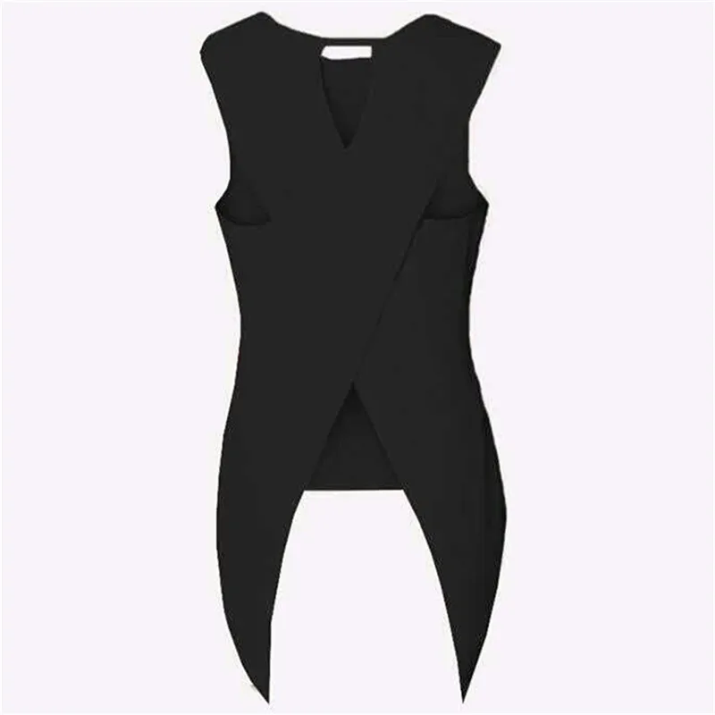

Women Sexy Sleeveless O Neck Tops Casual Slim Fit Irregular Patchwork Solid Blouse Plus Size 6 Colors