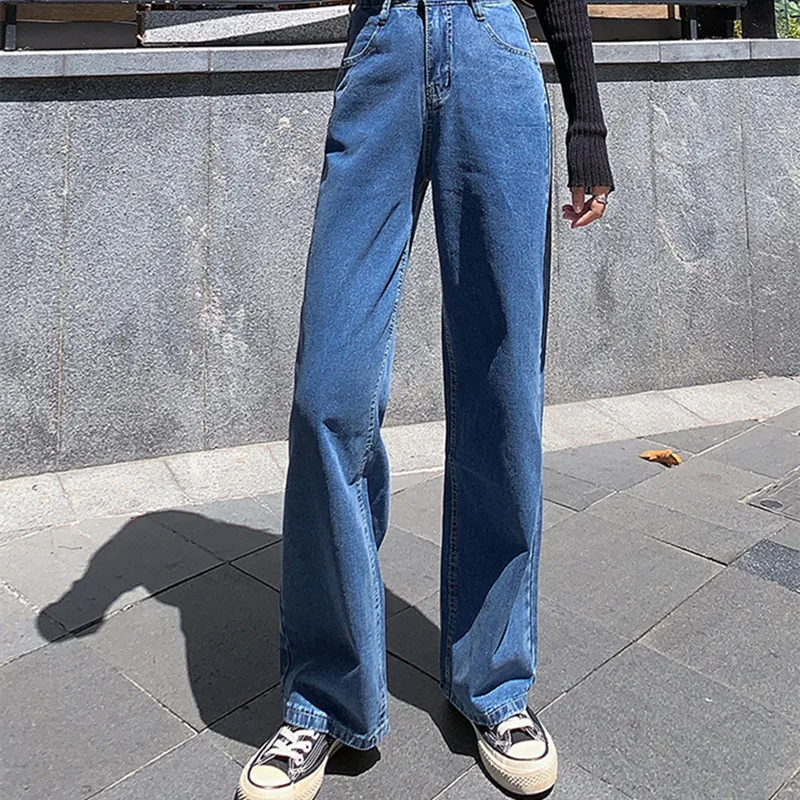 

Wide Leg Jeans for Women Bottom Baggy Denim Pants High Waist Full Length Clothing Trousers Vintage Streetwear 2021 New