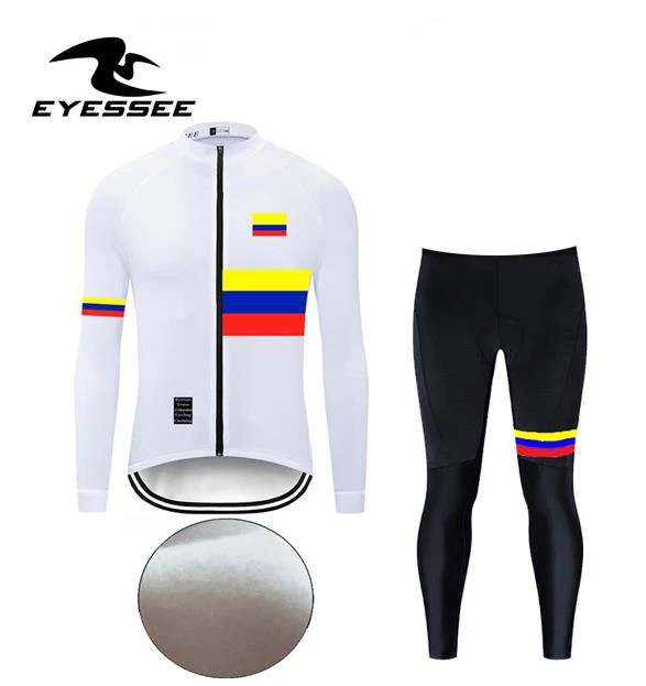Eyessee Зимняя Теплая Флисовая Мужская одежда для езды на велосипеде в бохо Pro Открытый теплый с длинным рукавом велосипедный костюм Джерси - Цвет: Long suit