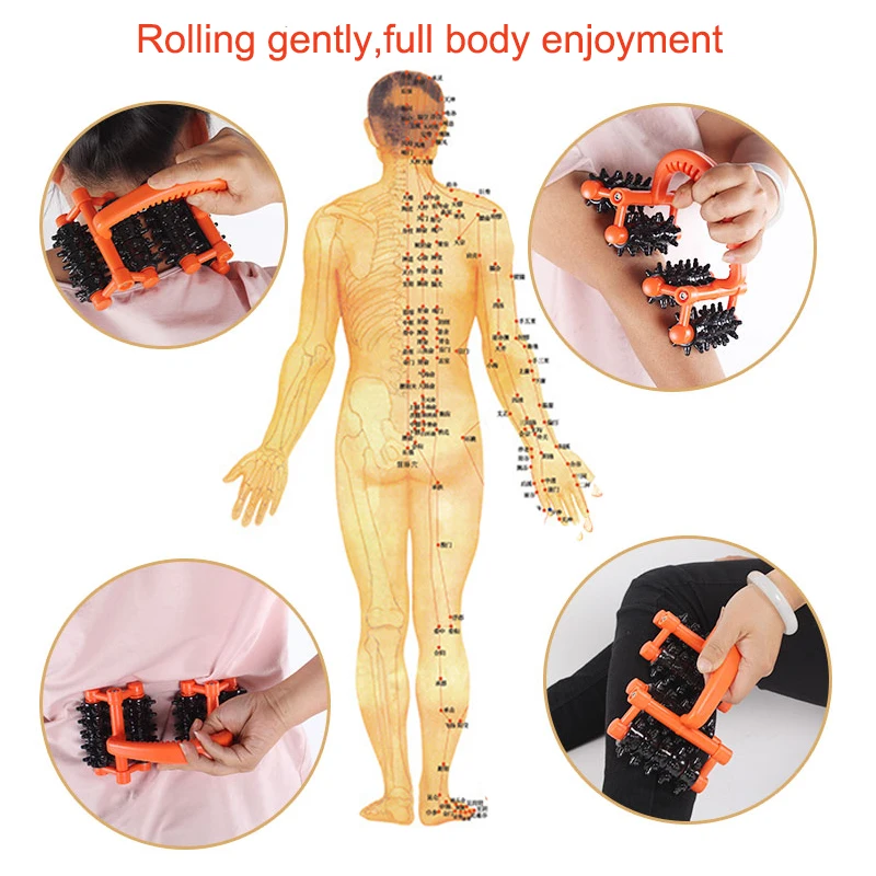 

Hot Sale Wheel Roller Massager Handheld Back Massager Plastic Body Care Promote Blood Circulation Massage Tool for Neck Waist