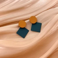 missnice popular design minimalist geometric earrings trendy contrast color round and square pendientes mujer moda accessories