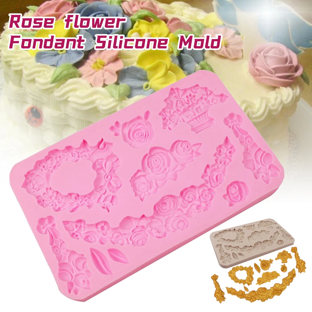 

European style embossed rose Sugar Craft Chocolate Mould Tool Fondant Cake Vintage Mold Silicone DIY Pastry Sugarcraft
