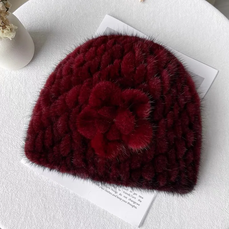 Оптовая цена от производителя модная женская вязаная шапка из меха норки |