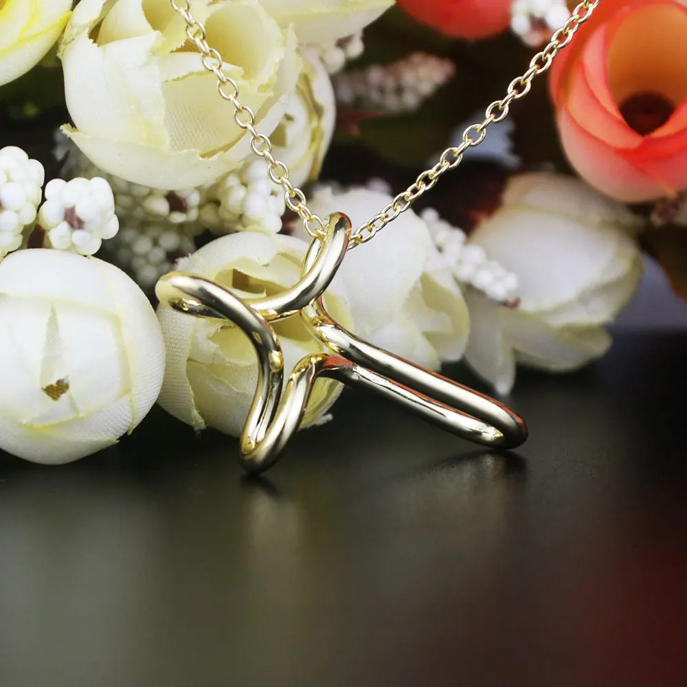 

AYBS Real 925 Necklaces High Quality TIFN Original1:1" Hollow Cross Pendant Logo" Necklaces Female