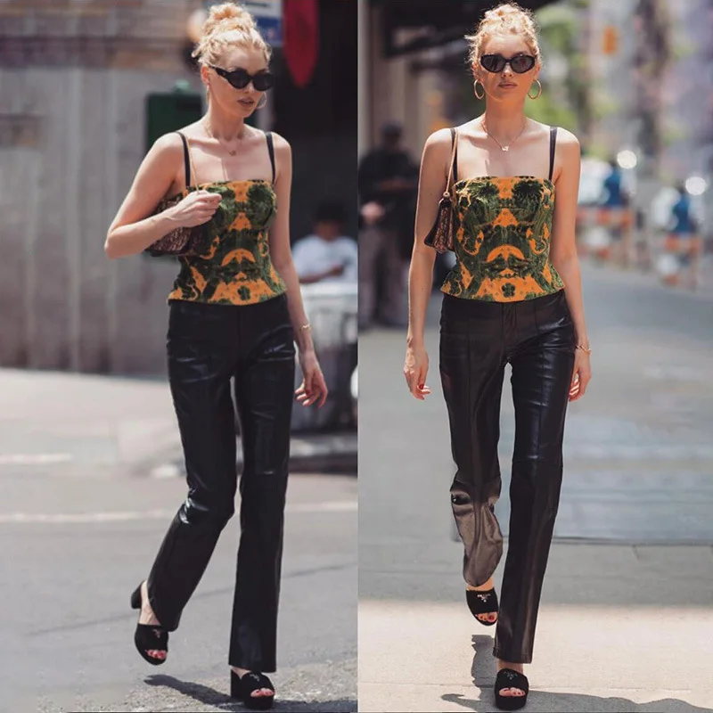 BOOFEENAA модный принт Сексуальные Уникальные укороченные топы 2019 открытая спина Cami