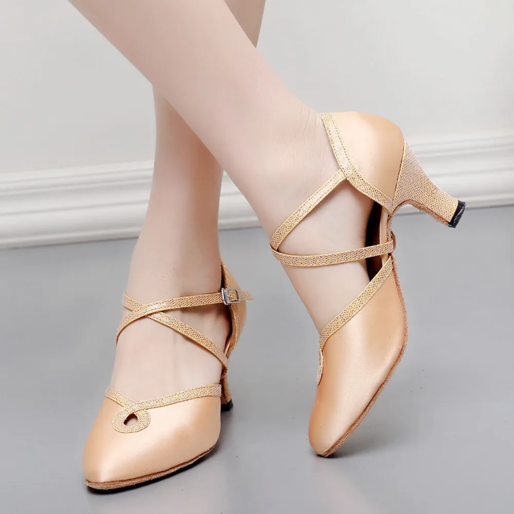 

HOT Elegant Salsa jazz Tango ballroom Outdoor urban latin dance shoes for women dancing female stylish high heel Satin Sandals