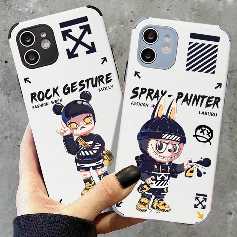 

AFY phone case For iPhone 12 11 Pro Max Mini 7 8 6 6S Plus XR X XS MAX Rock Girl fashion Lamb Leather Cellphone Case
