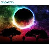 sdoyuno 60x75cm painting by numbers moon landscape diy frameless pictures by numbers on canvas wall art for home decor