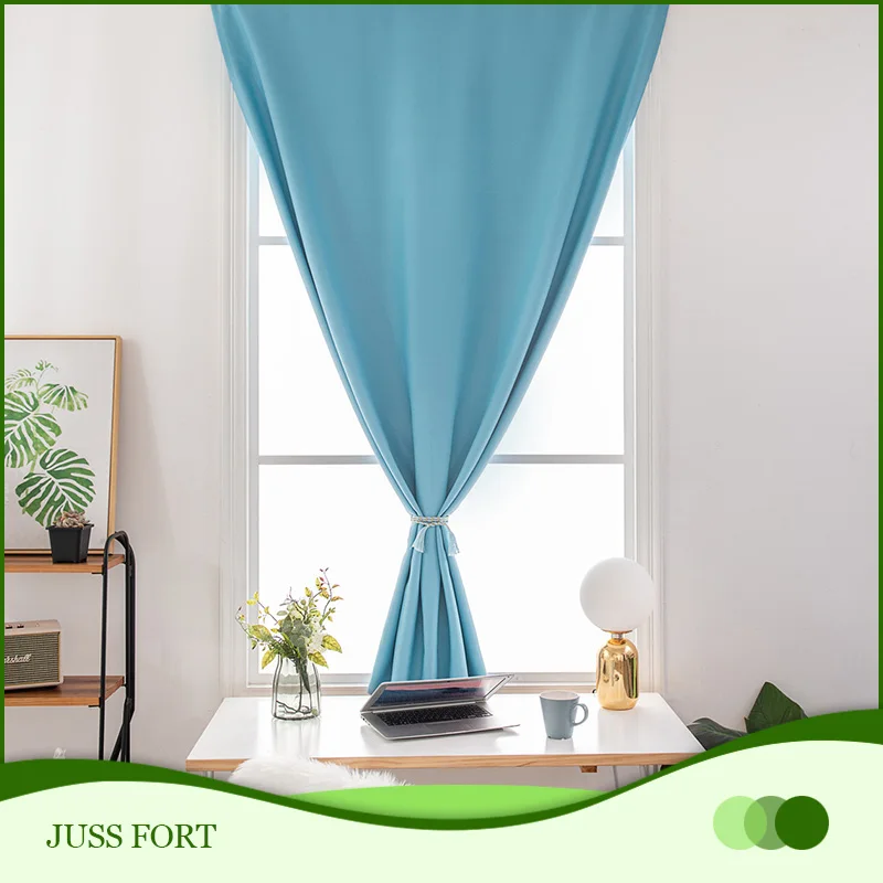 Kitchen Velcro Short Curtains Blackout Solid Curtain for Bathroom Living Room Bedroom Magic Sticks Drape Panel | Дом и сад