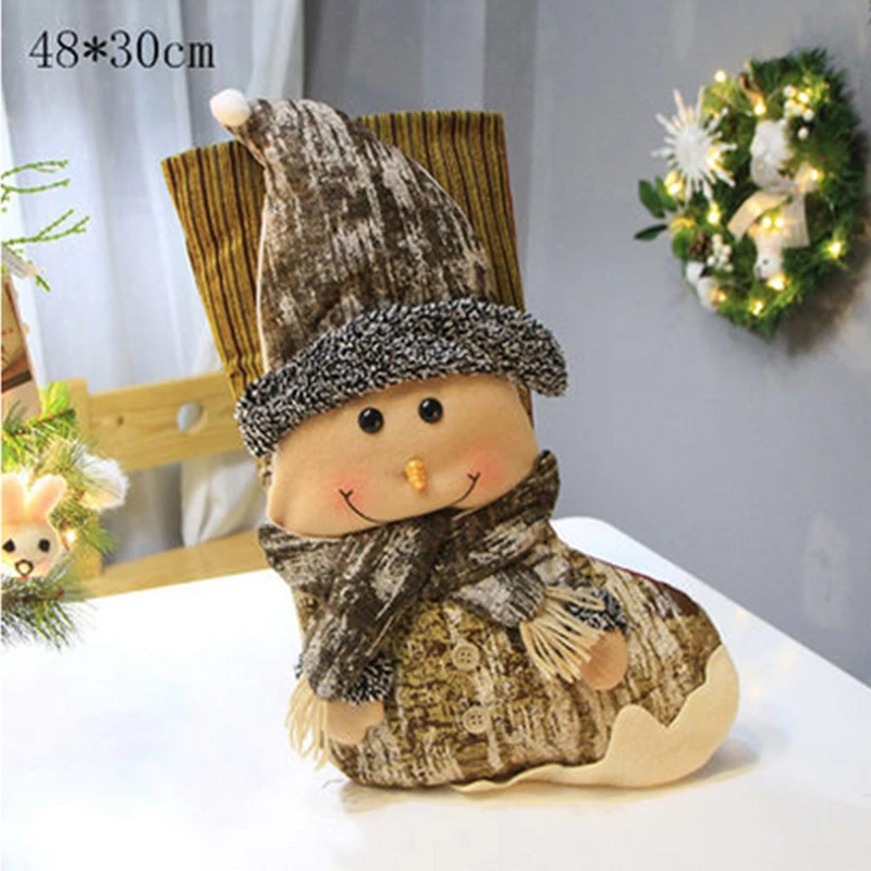 Большие рождественские чулки подарки тканевые носки Санта-Клауса