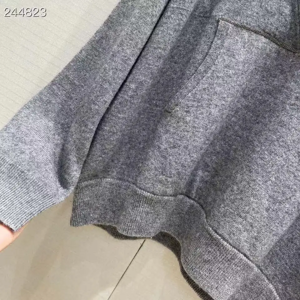 Женский трикотажный свитер Fyion серый пуловер с длинным рукавом и V-образным