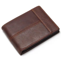 mens wallet card bag cow leather new simple needle suture short money bag buckle ultra thin multi card wallet