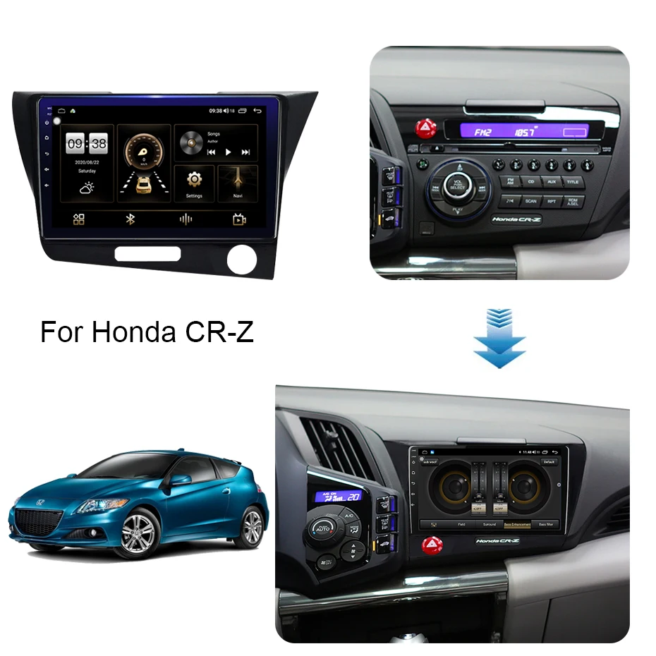 Kaufen COHO Für Honda CR-Z/CRZ LHD Android 10,0 Octa Core 6 + 128G Zentrale Multimidia Video Android Auto Radio Bildschirm Lüfter