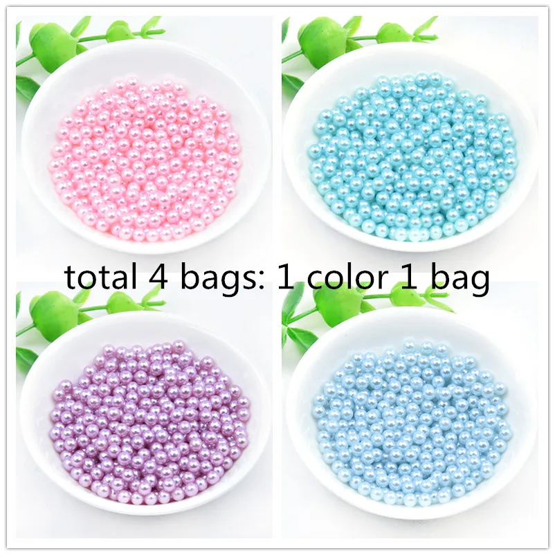 3/4/6/8/10 мм круглые без отверстий смешанные 4 вида цветов ABS Имитация Жемчуга