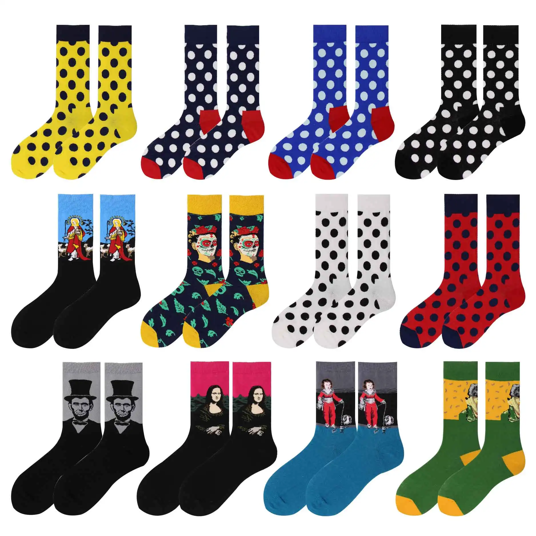 Забавные красочные мужские хлопковые носки Ван Гог Автопортрет Иисуса индийские